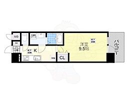 クレアドーレ南草津 1Kの間取図画像