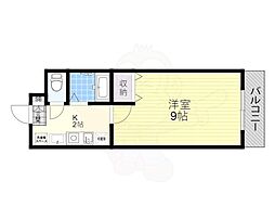 セコンダリー谷畑 1Kの間取図画像