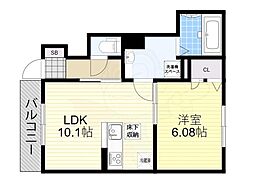 秀豊4号館 1LDKの間取図画像