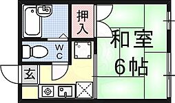 レ・ユニオン若草 1Kの間取図画像