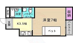 第1ハイツ高樋 1Kの間取図画像