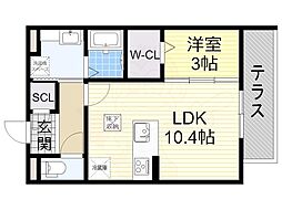 カサレリア3 1LDKの間取図画像