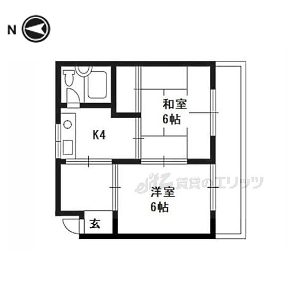 シャトー広見 303｜京都府京都市山科区西野広見町(賃貸マンション2DK・3階・34.59㎡)の写真 その2