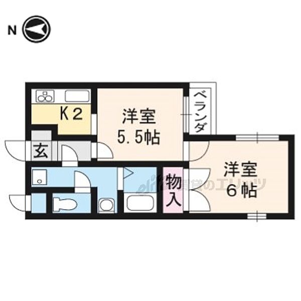 グレース菱屋 401｜京都府京都市伏見区深草直違橋片町(賃貸マンション2K・4階・33.80㎡)の写真 その2