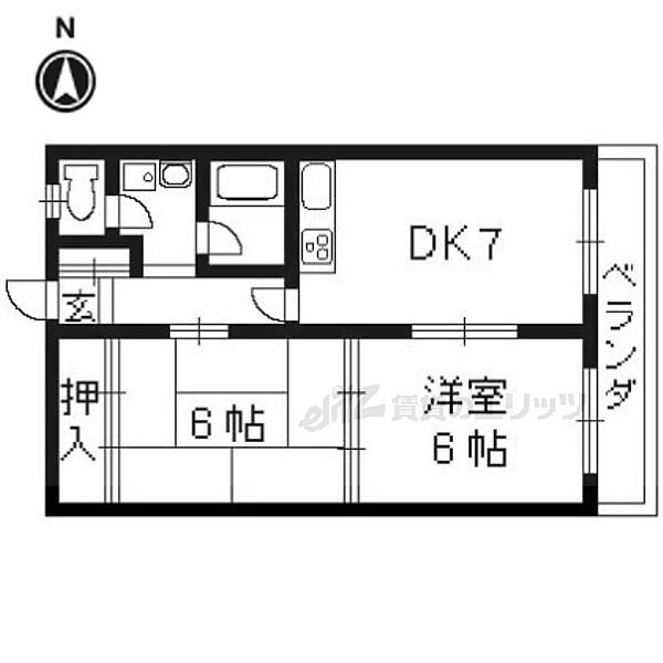 プラムアコード 305｜京都府宇治市五ケ庄梅林(賃貸マンション2DK・3階・41.00㎡)の写真 その2