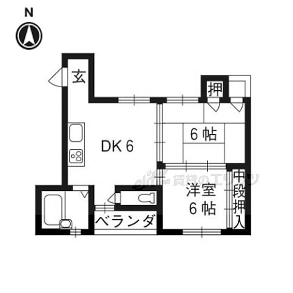 マンション丸高 402｜京都府京都市東山区本町通り五条上ル金屋町(賃貸マンション2DK・4階・32.80㎡)の写真 その2