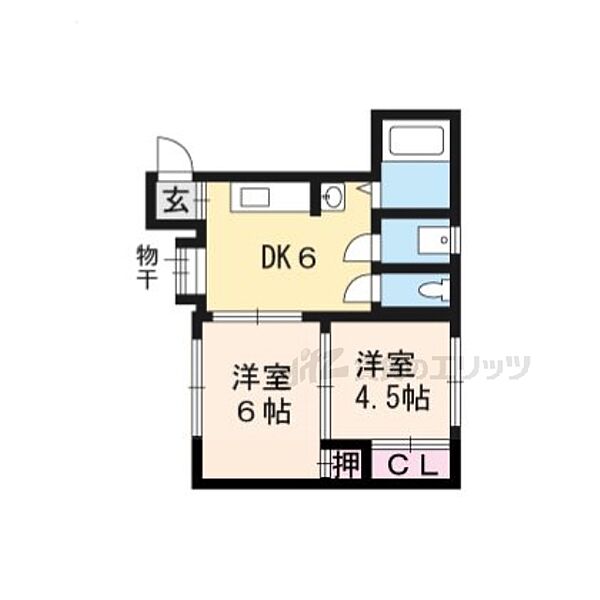 マンション丸高 203｜京都府京都市東山区本町通り五条上ル金屋町(賃貸マンション2DK・2階・32.80㎡)の写真 その2