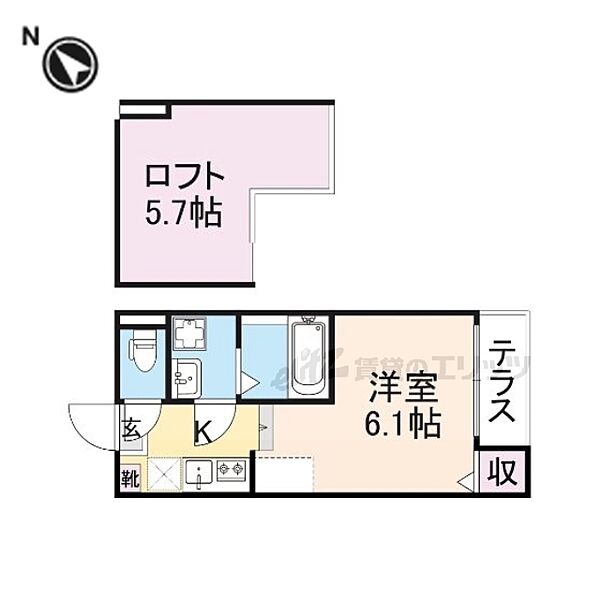 ローズマリーヒルズ淀新町 102｜京都府京都市伏見区淀新町(賃貸アパート1K・1階・20.07㎡)の写真 その2