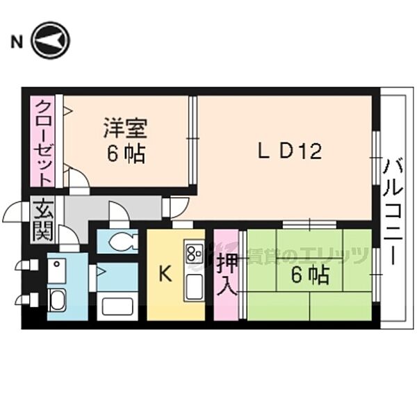 京都府京都市伏見区醍醐烏橋町(賃貸マンション2LDK・2階・62.37㎡)の写真 その2