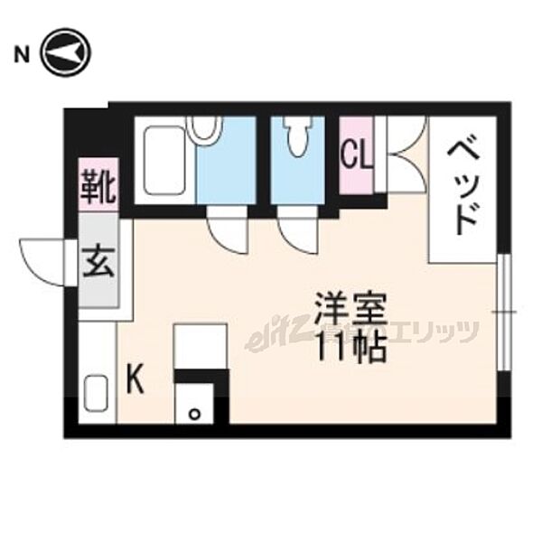 京都府城陽市平川東垣外(賃貸マンション1K・3階・19.44㎡)の写真 その2