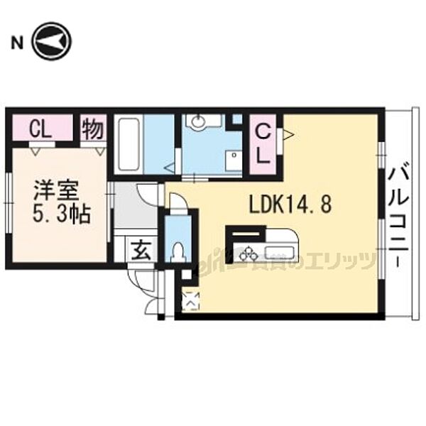 カーサルミノサドゥーエ 202｜京都府京都市伏見区竹田泓ノ川町(賃貸アパート1LDK・2階・48.90㎡)の写真 その2