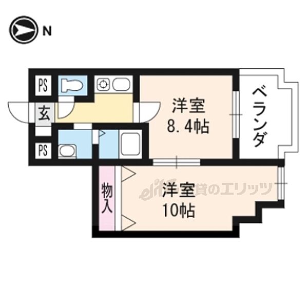 京都府京都市山科区竹鼻竹ノ街道町(賃貸マンション1LDK・8階・45.20㎡)の写真 その2