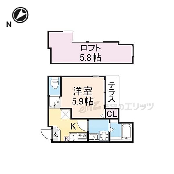 ハーモニーテラス京都石田 102｜京都府京都市伏見区醍醐東合場町(賃貸アパート1K・1階・20.67㎡)の写真 その2