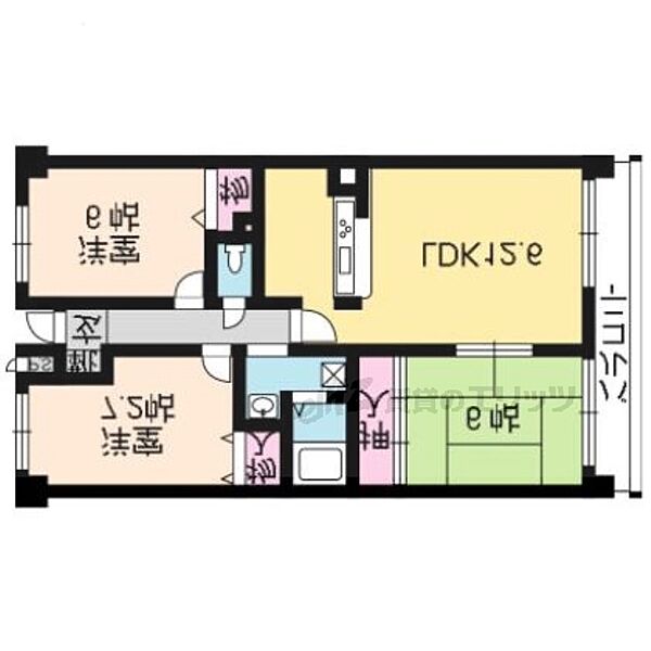 デミューズ木幡 408｜京都府宇治市木幡西浦(賃貸マンション3LDK・4階・67.96㎡)の写真 その2