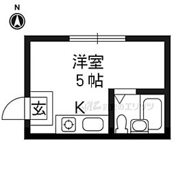 京阪本線 墨染駅 徒歩6分の賃貸マンション 2階ワンルームの間取り