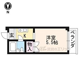 カサブランカ3 2階1Kの間取り