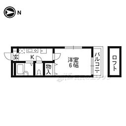 京都地下鉄東西線 御陵駅 徒歩15分の賃貸アパート 1階1Kの間取り