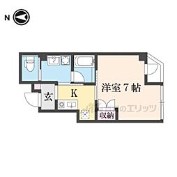 京都市営烏丸線 九条駅 徒歩3分の賃貸マンション 2階1Kの間取り