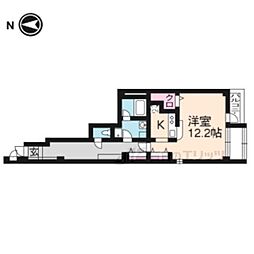近鉄京都線 十条駅 徒歩5分の賃貸マンション 3階1Kの間取り
