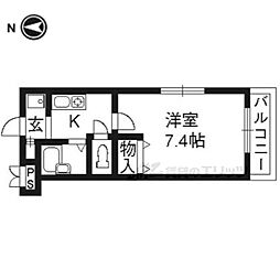 近鉄京都線 十条駅 徒歩10分の賃貸マンション 4階1Kの間取り