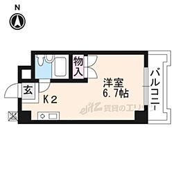 JR東海道・山陽本線 山科駅 徒歩6分の賃貸マンション 4階ワンルームの間取り