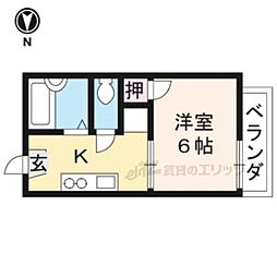 京阪本線 伏見桃山駅 徒歩7分の賃貸アパート 2階1Kの間取り