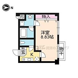 JR東海道・山陽本線 山科駅 徒歩6分の賃貸マンション 3階1Kの間取り