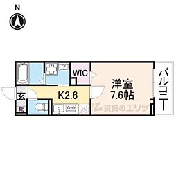 京都地下鉄東西線 東野駅 徒歩13分の賃貸アパート 2階1Kの間取り