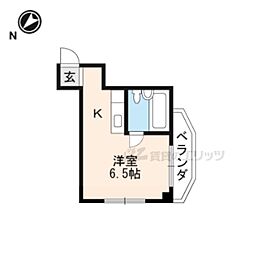 シャトーカズキ 4階ワンルームの間取り