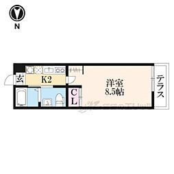京阪本線 清水五条駅 徒歩3分の賃貸マンション 1階1Kの間取り