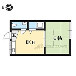 フラクハイツ 2階1DKの間取り