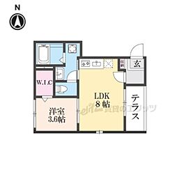 京都地下鉄東西線 椥辻駅 徒歩7分の賃貸アパート 1階1LDKの間取り