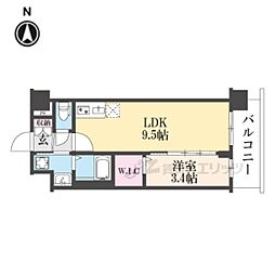 ソルテラス京都JUJO華 5階1LDKの間取り
