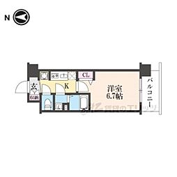 京都市営烏丸線 十条駅 徒歩4分の賃貸マンション 8階1Kの間取り