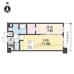 プレサンス十条凛華 7階1LDKの間取り