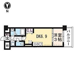 THE GARNET MILLENNIUM KYOTO九条烏丸 2階1DKの間取り