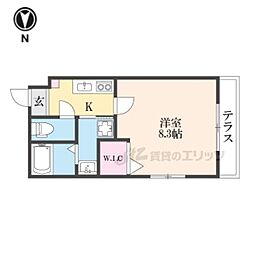 サクシード伏見京橋2ｎｄ 1階1Kの間取り