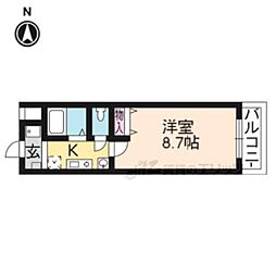 ボヌール広野 3階1Kの間取り