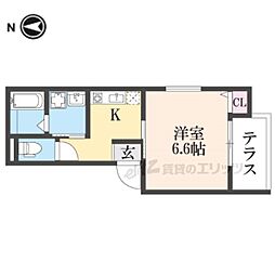 コンプレト醍醐 1Kの間取図画像