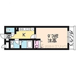 シェルフェリス 2階1Kの間取り