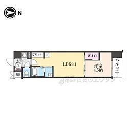 JR東海道・山陽本線 西大路駅 徒歩15分の賃貸マンション 3階1LDKの間取り
