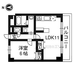 パストラーレ城南 3階1LDKの間取り