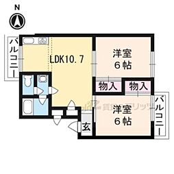 中川ハイツ 1階2LDKの間取り