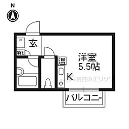 京阪本線 清水五条駅 徒歩3分の賃貸マンション 5階ワンルームの間取り
