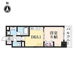 京都市営烏丸線 九条駅 徒歩4分の賃貸マンション 5階1DKの間取り