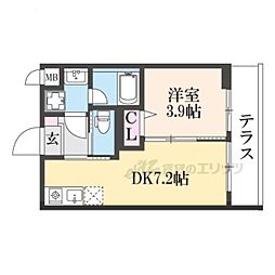 Kudos 1DKの間取図画像
