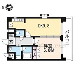 音羽ハイツ 1LDKの間取図画像