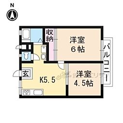 パステルハイツ 2DKの間取図画像
