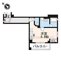 エバー・グリーン六地蔵駅前 1Kの間取図画像