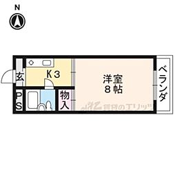 フレンズ墨染 1Kの間取図画像